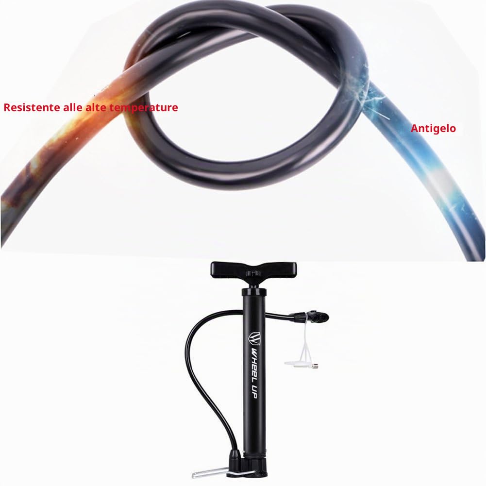 Letton Pompa da pavimento portatile per bicicletta 8 bar valvole Presta Schrader ago multifunzione