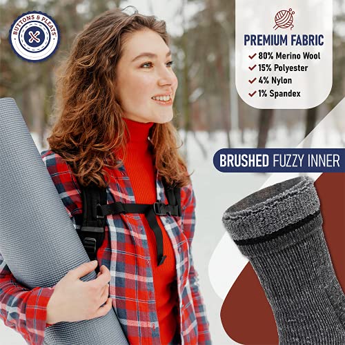 Buttons & Pleats Wool Socks for Men & Women Winter Warm Cozy Thermal Merino Boot Hiking Sock ML by Buttons & Pleats - Used condition - Image 6