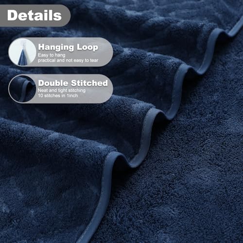 Smuge 18-Piece Bath Towel Set, Include 6 Bath Towel Sheets, 6 Hand Towels and 6 Washcloths - Highly Absorbent Quick Dry 100% Microfiber,Ultra Soft Bathroom Towel Set (Navy Blue) by Smuge - Image 2