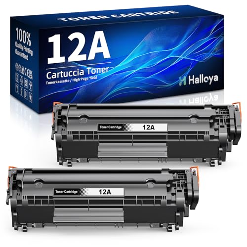 Halloya 12A Q2612A Cartucho de Tóner Compatible para HP 12A Q2612A para HP LaserJet 1010 1012 1015 1018 1020 1022 1022n 1022nw 3020 3030 3050 3052 3055 M10 05 M1 319 M1319f Impresora (Negro, 2 Pack)