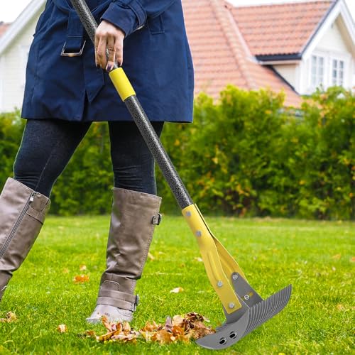 Rastrillo para jardín de acero con mango ajustable de 56 pulg. miniatura 6