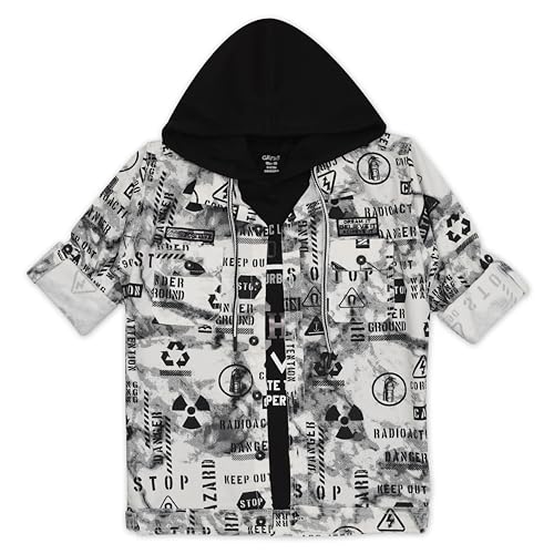 Image of CAVIO Boys Printed Casual Jacket With Hooded T-Shirt