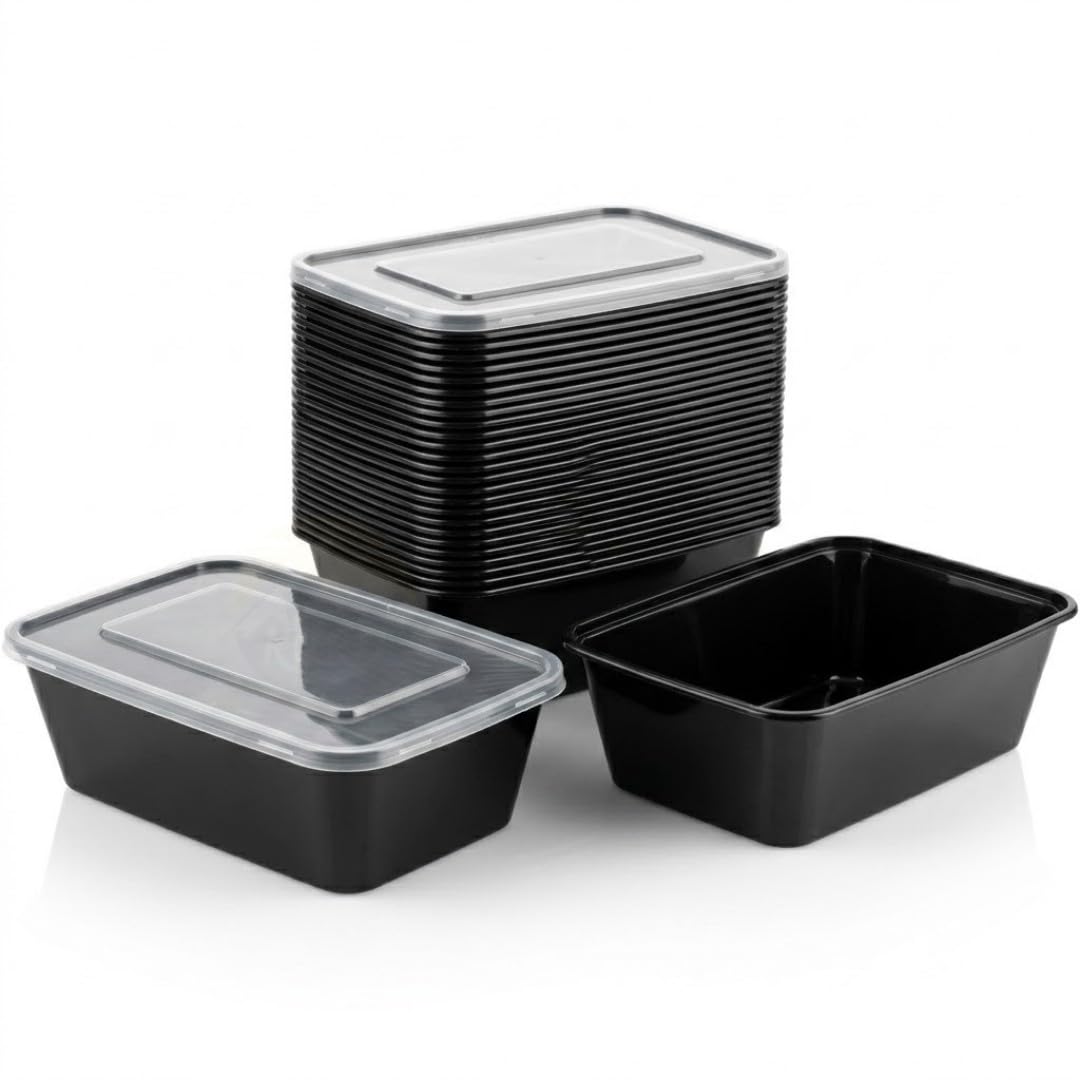 KURTT 100 piezas, contenedores para preparación de comidas, recipientes para comidas, tazones para microondas con tapas, recipientes para conservar alimentos frescos, reutilizables, aptos para