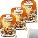 Buss Schweinegulasch mit Nudeln herzhaft abgeschmeckt 3er Pack (3x300g Packung) + usy Block