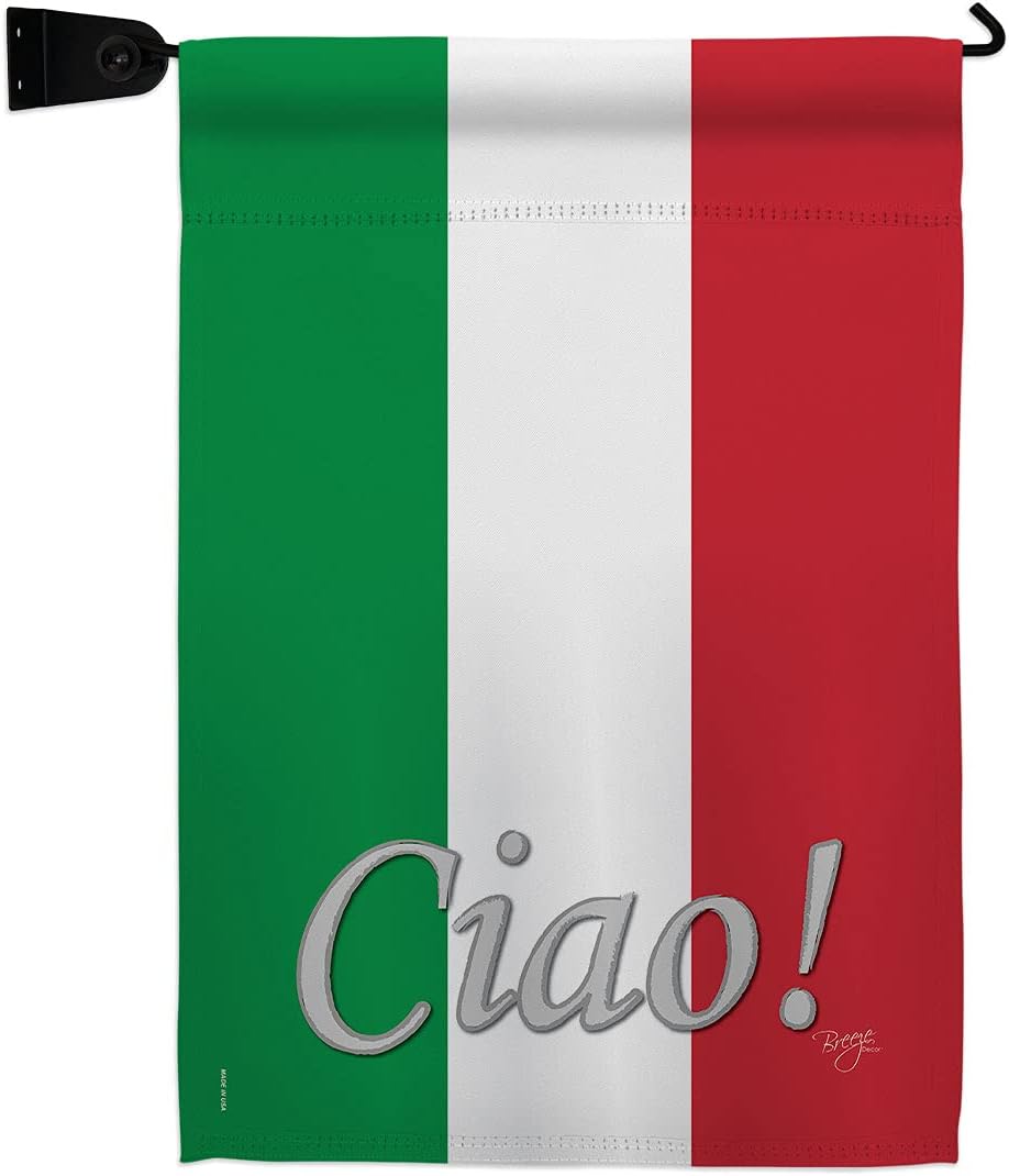 Italian Garden Flag Set with Stand Regional Nationality Nation International World Country Particular Area Small Decorative Gift Yard House Banner Double-Sided Made In USA 13 X 18.5