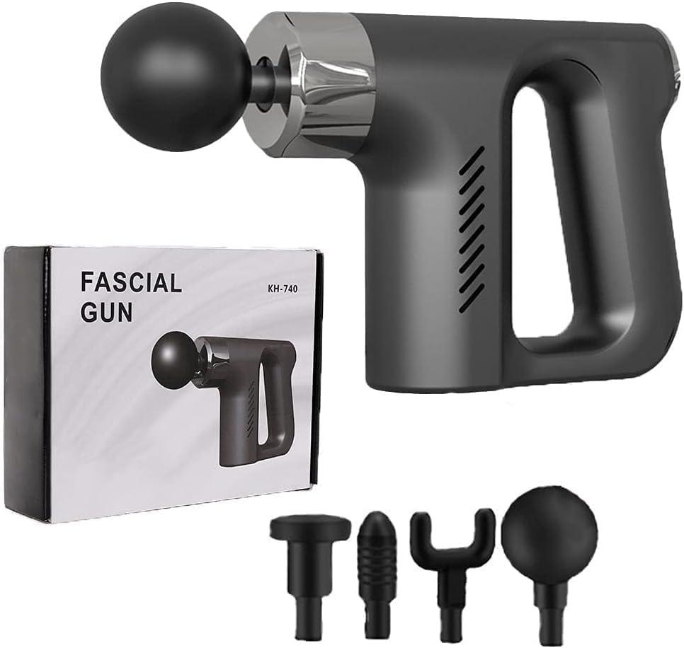 Image of Body Back Deep Tissue Massage Gun for Muscle Pain Relief, Portable Percussion Body Massager with 4 Massage Heads & 5 Speed Modes for Fitness Recovery, Back Neck Shoulder Relaxation