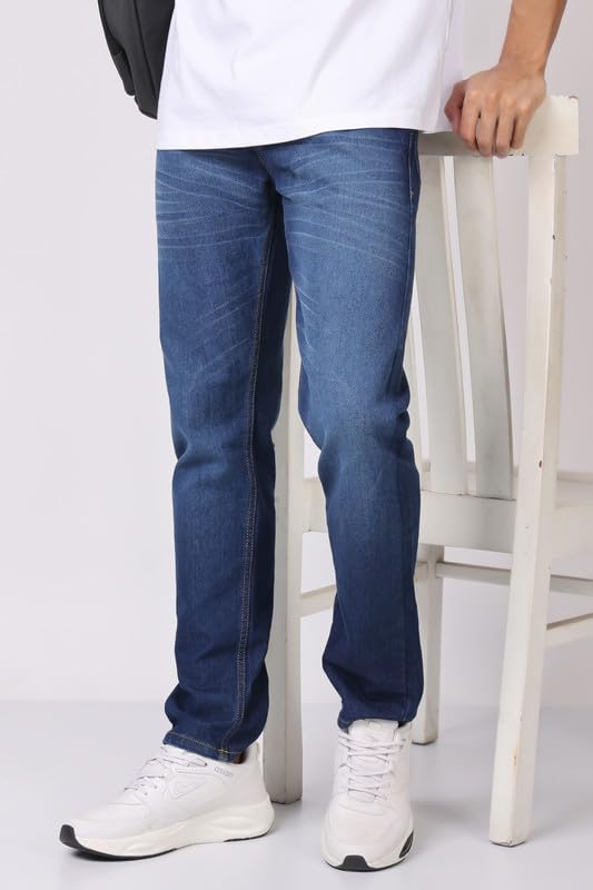 Image of London Hills Men's Regular Fit Mid Rise Cotton Jeans for Man | Straight Fit Jeans for Man | Pant | Mens Bottom Wear | Pants | Jean's for Men | Jins Pant for Men | Denim Jeans