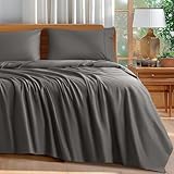 Shilucheng 100% Cotton Queen Size Sheets Set - 600 Thread Count，Luxury Egyptian Cotton Bed Sheets，5-Star Hotel Quality Sheets, Breathable & Cooling, 16 Inch Deep Pocket - 4 Piece (Dark Grey, Queen)