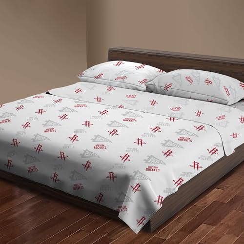 Northwest Officially Licensed Houston Rockets NBA Twin Size Sheet Set – Soft Team Logo Bedding for Dorms, Bedrooms, Fan Caves & Game Day Style