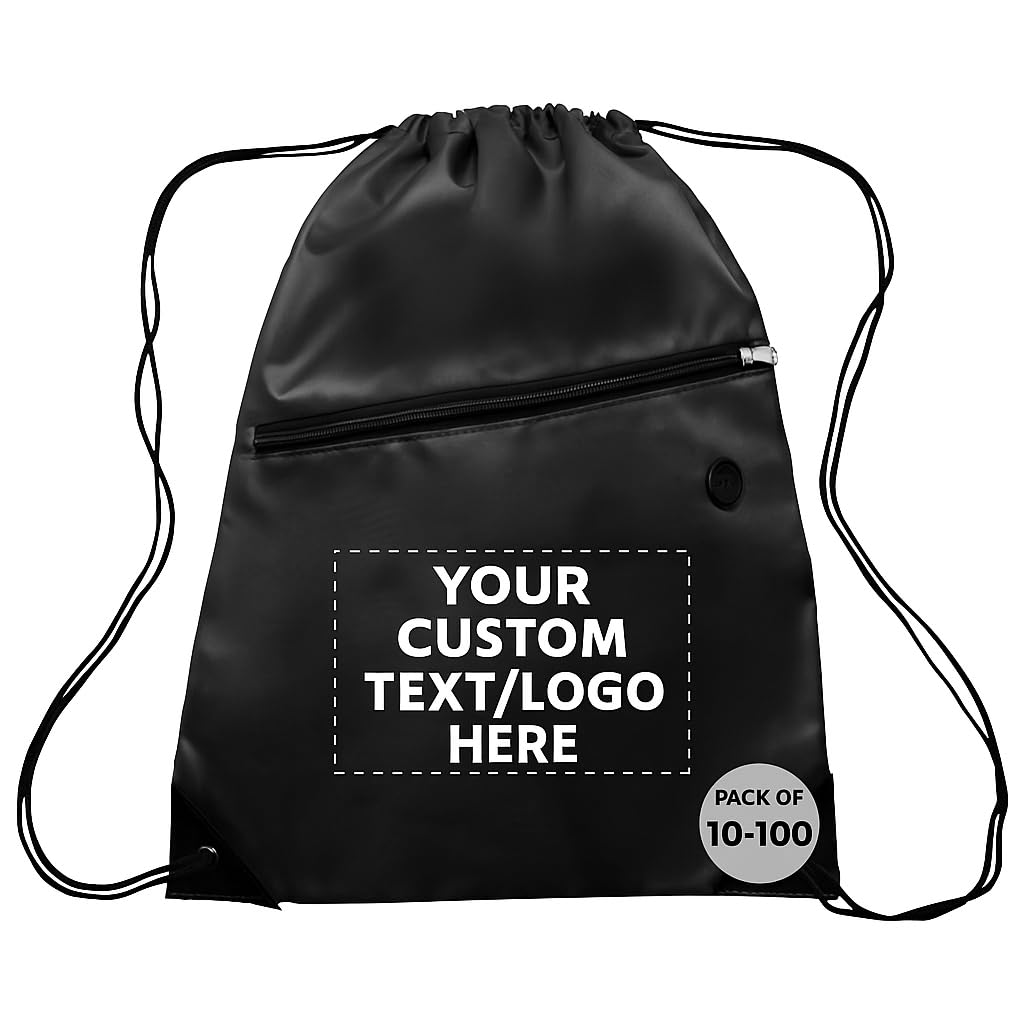custom drawstring backpack set 10/50/100 forest green with pockets