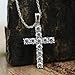 SAVEARTH DIAMONDS 1 Carat Round Cut Lab Created Moissanite Diamond Cross Pendant Necklace In 14k White Gold Plated 925 Sterling Silver With 18