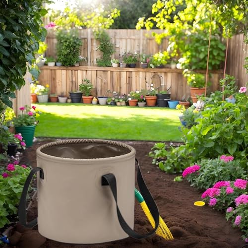 Seau pliable avec poignée – Bassine portable pliable pour camping, pêche, jardinage, nettoyage des animaux, barbecue, randonnée, usage domestique