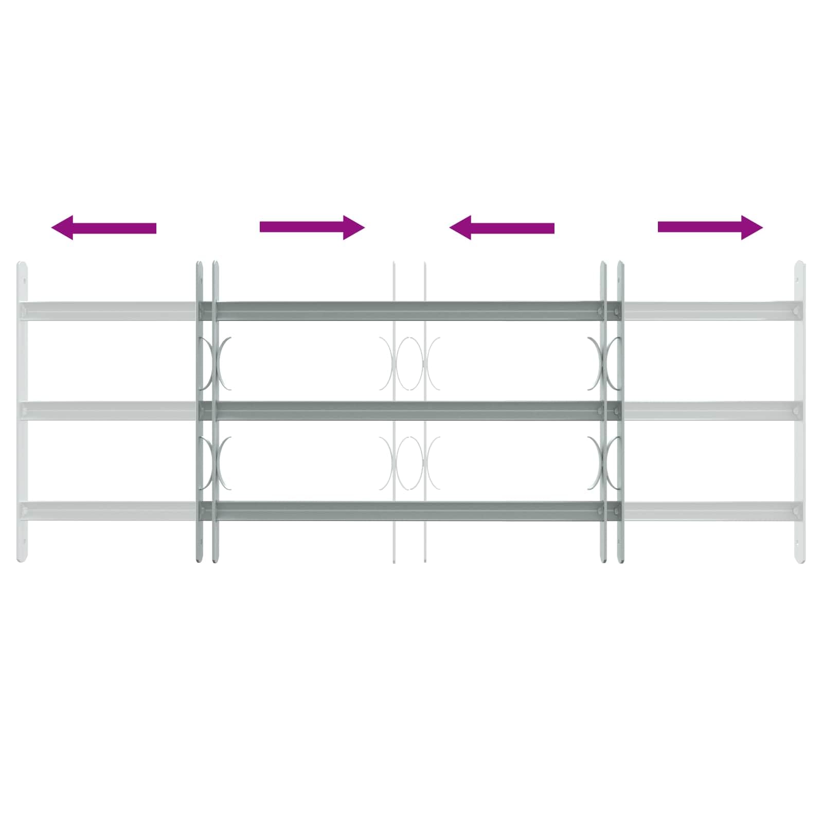 Rejilla de seguridad para ventana de acero galvanizado con 3 barras transversales ajustables 630-1140 mm, 3 unidades, protección antirrobo, para plástico, madera, marco de aluminio
