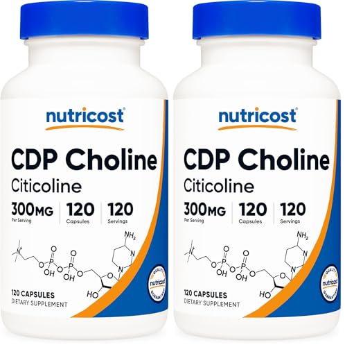 Nutricost Nutricost CDP Choline (Citicoline) 300mg, 120 Vegetarian Capsules, GMO-Free (Pack of 2) sold by Nutricost - Amazon Seller - US