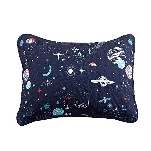 Wpm World Products Mart Blue Planet Universe Theme Kids Quilt Set Toddler Stars Space Galaxy Rocket Design Full Size Quilt For Toddler Bed Quilted Bedspread Coverlet With Pillow Shams (Pandora, Full) #TOP6