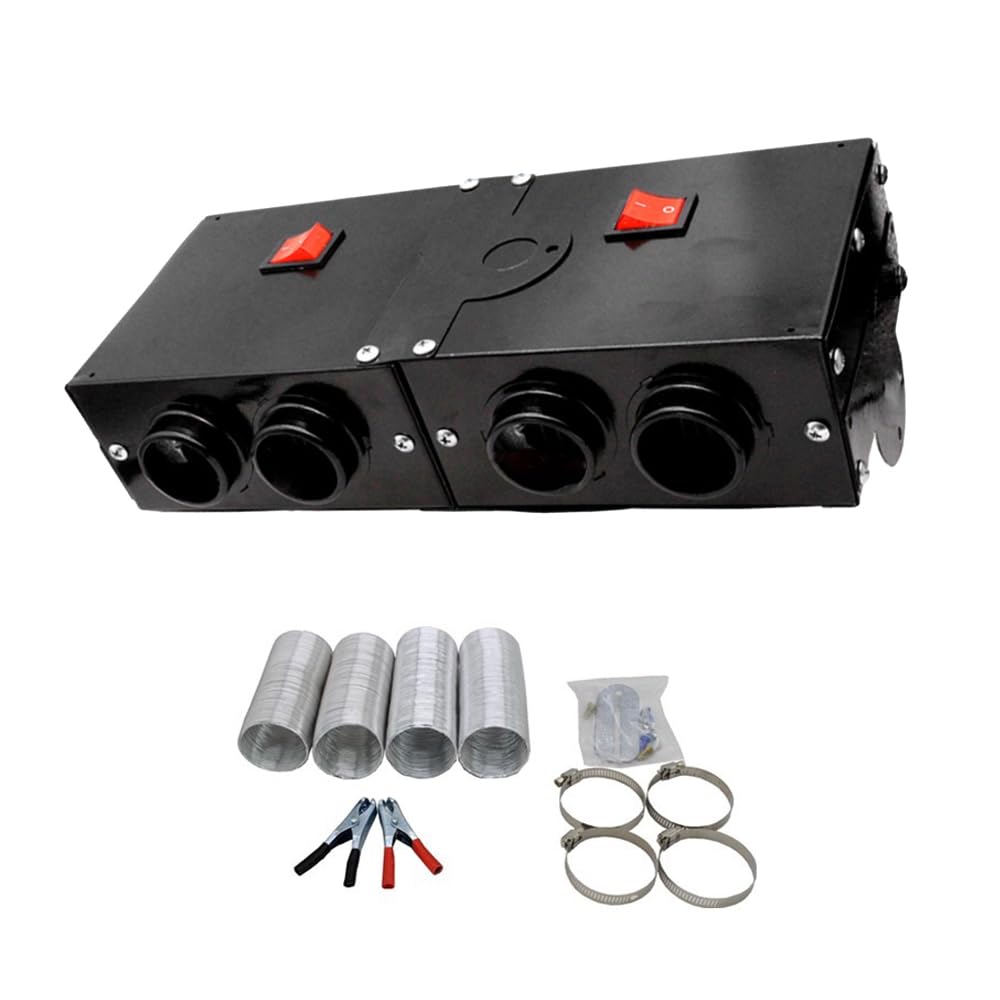 Riscaldatore per auto Riloer per camper portatile 12V 500W per auto invernale riscaldamento rapido e disappannamento sbrinamento 4 uscite d'aria compatibile con vari veicoli nero