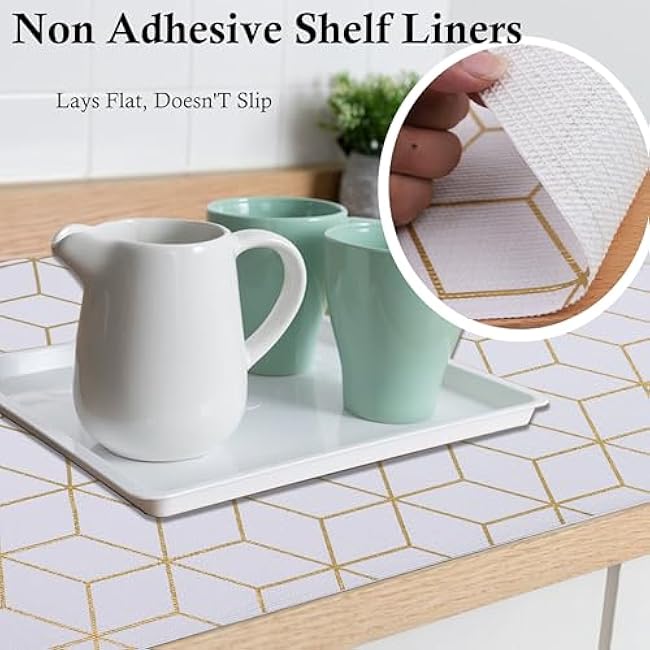 Shelf Liner for Cabinets Non Adhesive15 Inch Wide X 20 Ft Kitchen Drawer Liners for Shelves Non Slip Waterproof Strong Grip Mat for Closet Bathroom Pantry Cupboard Refrigerator
