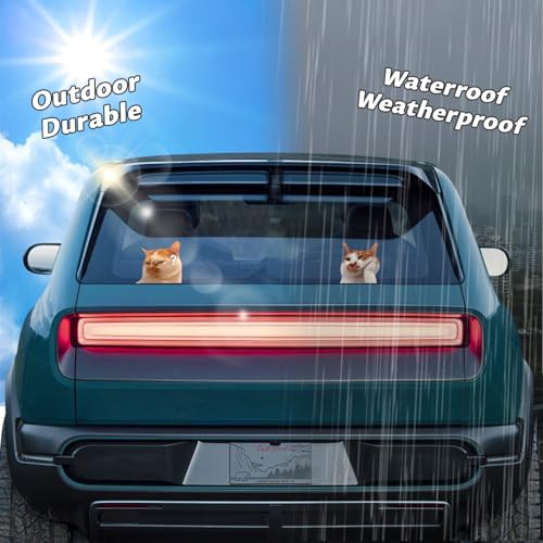 Image of 2 PCS Car Cat Meme Decals, Funny Kitten Vinyl Bumper Sticker for Vehicle Windows Doors and Trucks, Cute Automotive Cars Decoration (4 inch)