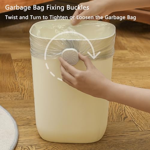 Image of 2 Pack Trash Bags Tuck Buckle Cinch Non-Slip Rotating Tightening Clips Instead of Elastic Bands Bag Liner Wrap Holder for Gabage Can Cylinder Waste Bin Kitchen Office Bedroom Bathroom