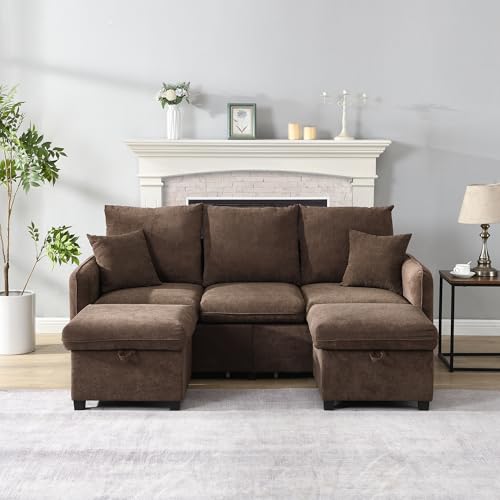 Yihomfy 188x186x86 cm Canapé d’Angle Modulable en U, Canapé Convertible 3 Places, avec 2...