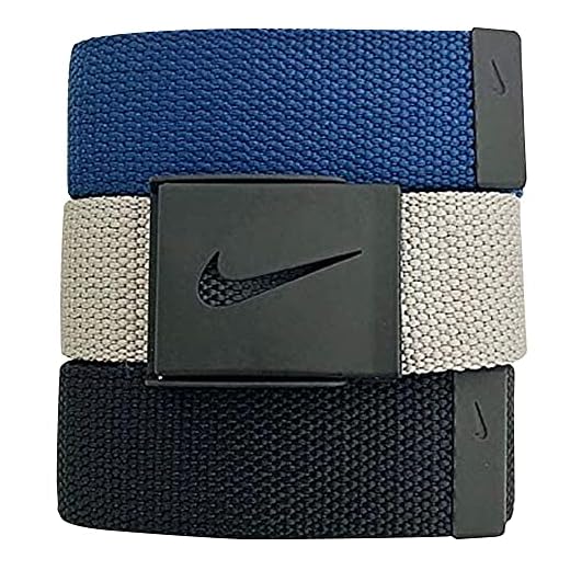Golf Belts - Fashionable Belts To Match Golf Attire | Golf Accessories Nike Men's 3 Pack Web Belt, Matte Black Hardware, Black/Grey/Navy, One Size