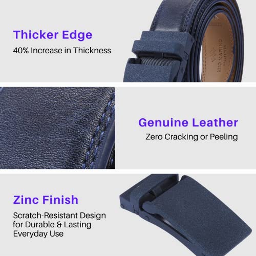 Image of Marino Avenue Ratchet Belt for Men. Adjustable Leather Dress Belt with 38 Easy to Click Into Place Ratchet Closures.