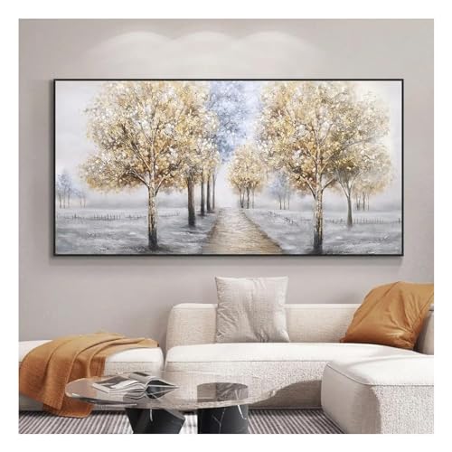 Art mural abstrait grands bouleaux décoration murale Boho tableau paysage forêt d'automne 25x50