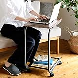 [山善] サイドテーブル キャスター付き (2か所ストッパーあり) 収納棚 コの字型 幅50×奥行30×高さ60㎝ ベッドテーブル ソファーテーブル 一人暮らし ウォルナット 組立品 BST-5030C(WL) テレワーク