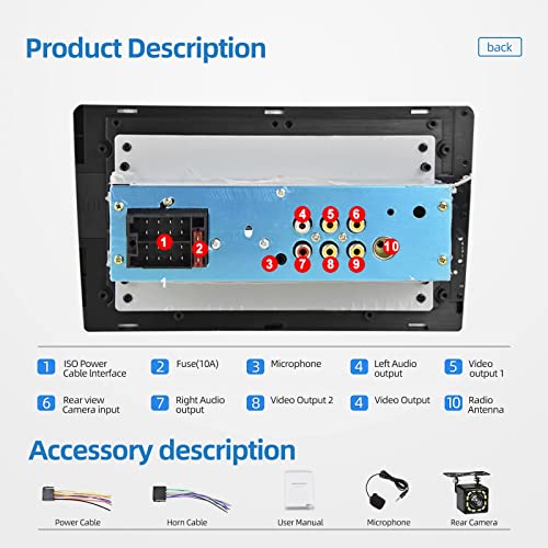 1 Din Car Radio con Apple Carplay/Android Auto - 9...