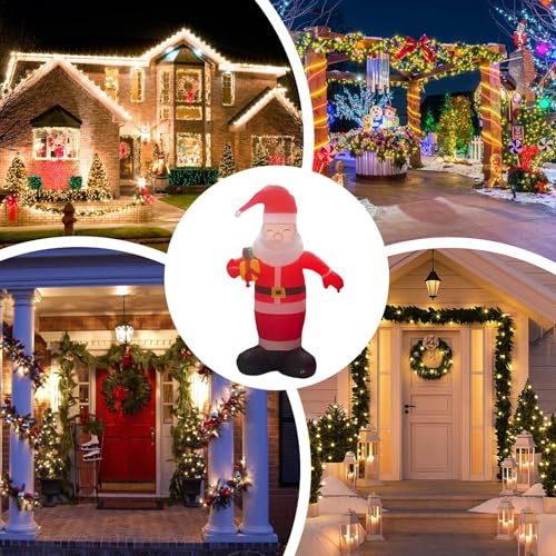 Père Noël gonflable extérieur 1m50 avec LED et accessoires de fixation - 5