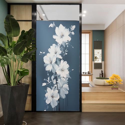 Película adhesiva para ventana con flores acuarela 17.7x23.6 in miniatura 4