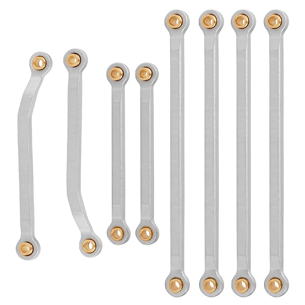 RZXYLRC TRX4M Metal High Clearance Chassis Link Rods Linkage Set for TRX-4M K10 High Trail Pickup 1/18 RC Off-Road Crawler Original Stock Upgrade Parts (Silver)-54623