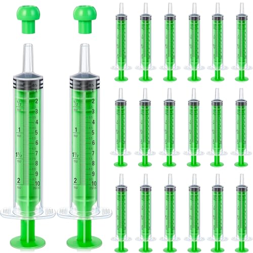 TrelaCo 20 Pack 10ml Oral Syringes with Cap Plastic No Needle, Green