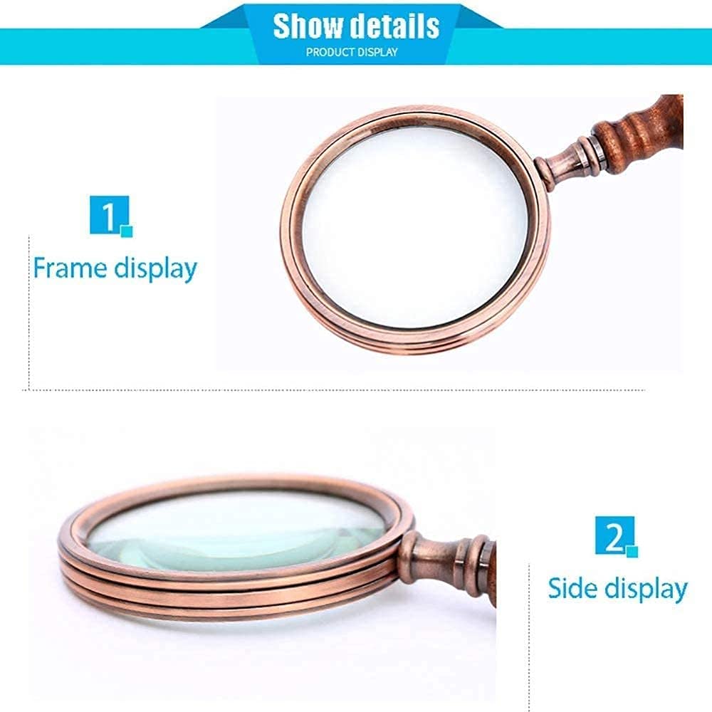 Loupe à Main Antique 10X Magnifyiglass Loupe en Verre Optique Magnifyiglass Aide à la Lecture Loupe pour Personnes âgées Readibooks Journal Learnif