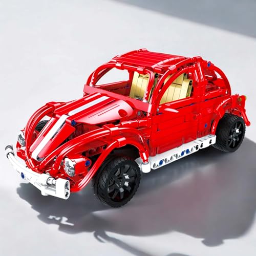 RC ferngesteuertes Käfer-Auto aus CaDA Baustein-Set, Kompatibel mit VW Käfer, DIY Modellbausatz aus Klemmbausteinen, Technik-Bausatz, Polizei-Fahrzeug, ideal für Anfänger, Profis, Kinder u. Erwachsene