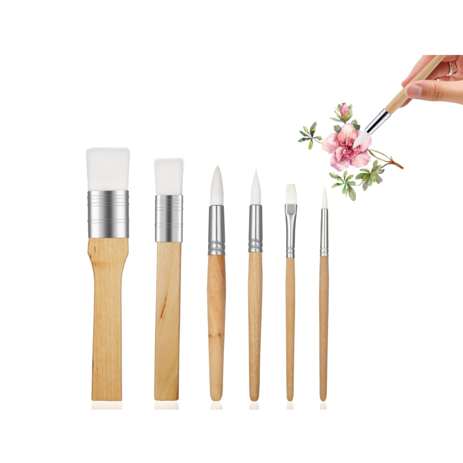 6 Artist Watercolor Painting Brushes Paint Brush F... - Vicedeal - View #4