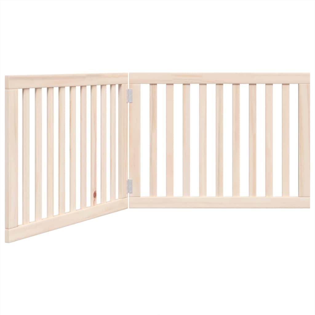 Vidaxl (Natural, 80 X 60 X 2 Cm/ 4 Pcs) Dog Gate With Door Foldable Pet Gate Dog Fence Pet Barrier Poplar Wood