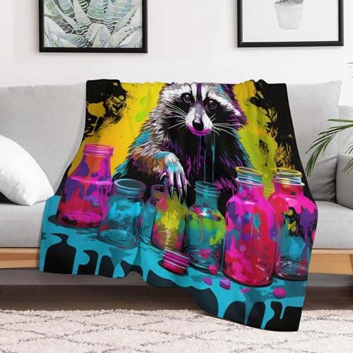 Manta de franela para el frio en el dormitorio con diseño mapache 3
