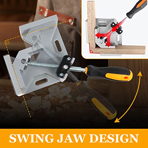 90 Degree Right Angle Clamp 4Pcs, Aluminum Alloy Single Handle Corner Clamps For Woodworking, Photo Framing With Adjustable Swing Jaw, Framing Tools, 90 Degree Clamp, Right Angle Clamp #TOP3