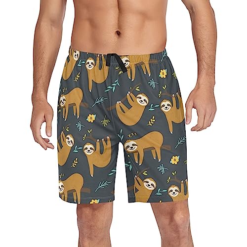 Cute Black Cats Pajama shorts Mens Lounge Sleep Shorts Super Soft Men Pajama Bottoms with Drawstring & Pockets