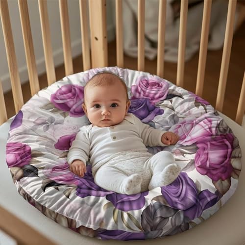 Bivxisrvo Purple Rose Baby Lounger Cover, Removable Infant Lounger Slipcover for Girls, Ultra Soft Cover for Newborn Lounger Strechy Newborn Lounger Cover, Snug Fitting Design
