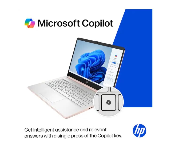 Image of HP 14 inch Business Laptop Computer with 1-Year Office 365, Intel Quad-Core N150 Processor, 4GB RAM 128GB UFS, Windows 11 Home, PLUSERA Earphones, Pale Rose Gold
