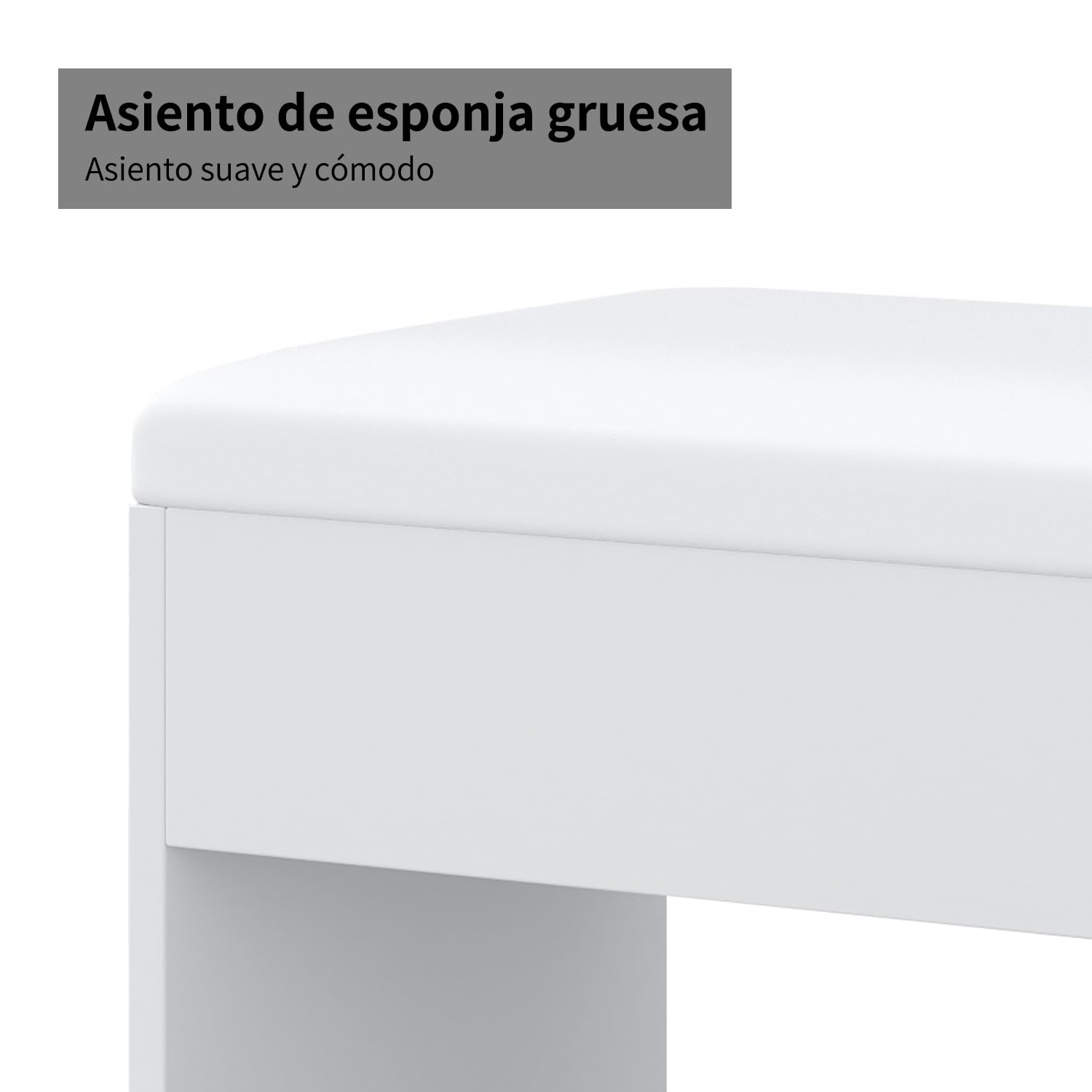 FUSOU Tocador con iluminación, tocador con Espejo, 94 cm, 11 Luces LED, 3 Modos de iluminación, 5 cajones, Mesa cosmética con Silla para Dormitorio, vestidor, Estudio, Blanco