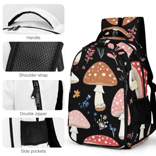 Casual Backpack for Unisex Adult, Novelty Autumn Fall Leaves Cool Mushrooms Large Capacity Backpack for Daily Use, Portable Shoulder Bag for Women Men4