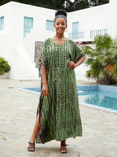 Image of Kaftan Dresses for Women Plus Size Bathing Suit Cover up Caftan Maxi Beach Dresses