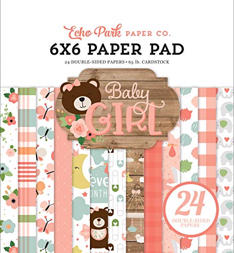 Echo Park Paper Company Baby Girl - Cuaderno de notas (6 x 6, papel), color rosa, amarillo, verde y azul