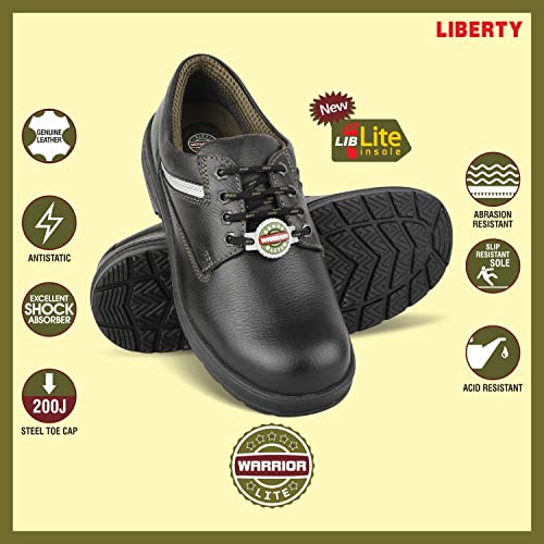 Image of Liberty Warrior 9822-01 Safety Shoe for Men, Steel Toe, Light Weight, Genuine Leather, Olive & Red, Sizes 5UK-11UK