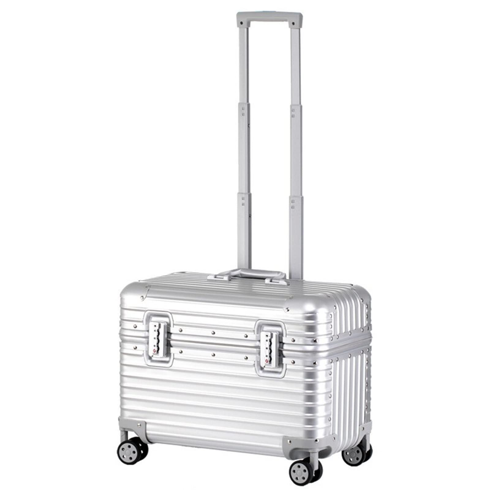 AMABEAxlx Luggage All Aluminum Alloy Trolley Case Travel Suitcase Boarding Password Box Laptop PC Storage Camera Liner Bag Luggage (Color : Silver, Size : 18")