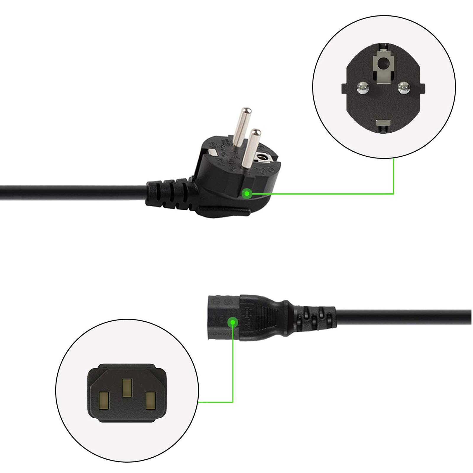 PremiumCord kpsps2 netsnoer 230 V 2 m, stroomkabel met geaard