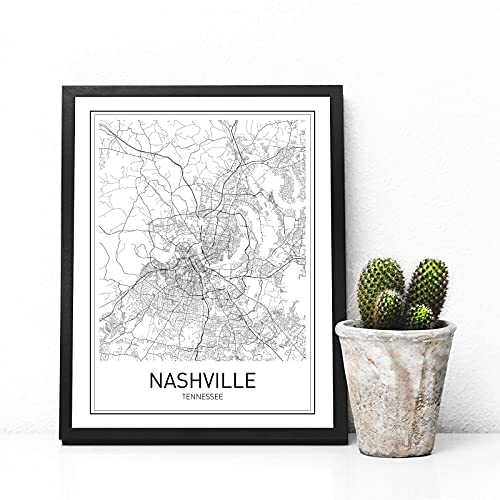 Nashville Poster Nashville Map City Map Posters Nashville Map Print State Tennessee Map Modern Map Art Black And White Map Wall Art Scandinavian Poster 8X10 Unframed #TOP4